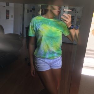 Green/yellow Tye dye t shirt (size small)